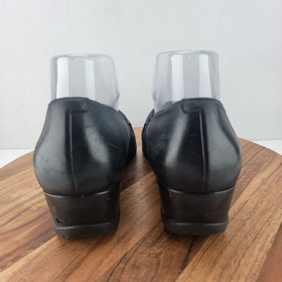 Dansko Womens Size EU38 US7.5-8 Black Liliana Leather Wedge Slip On Work Shoes - Picture 4 of 7